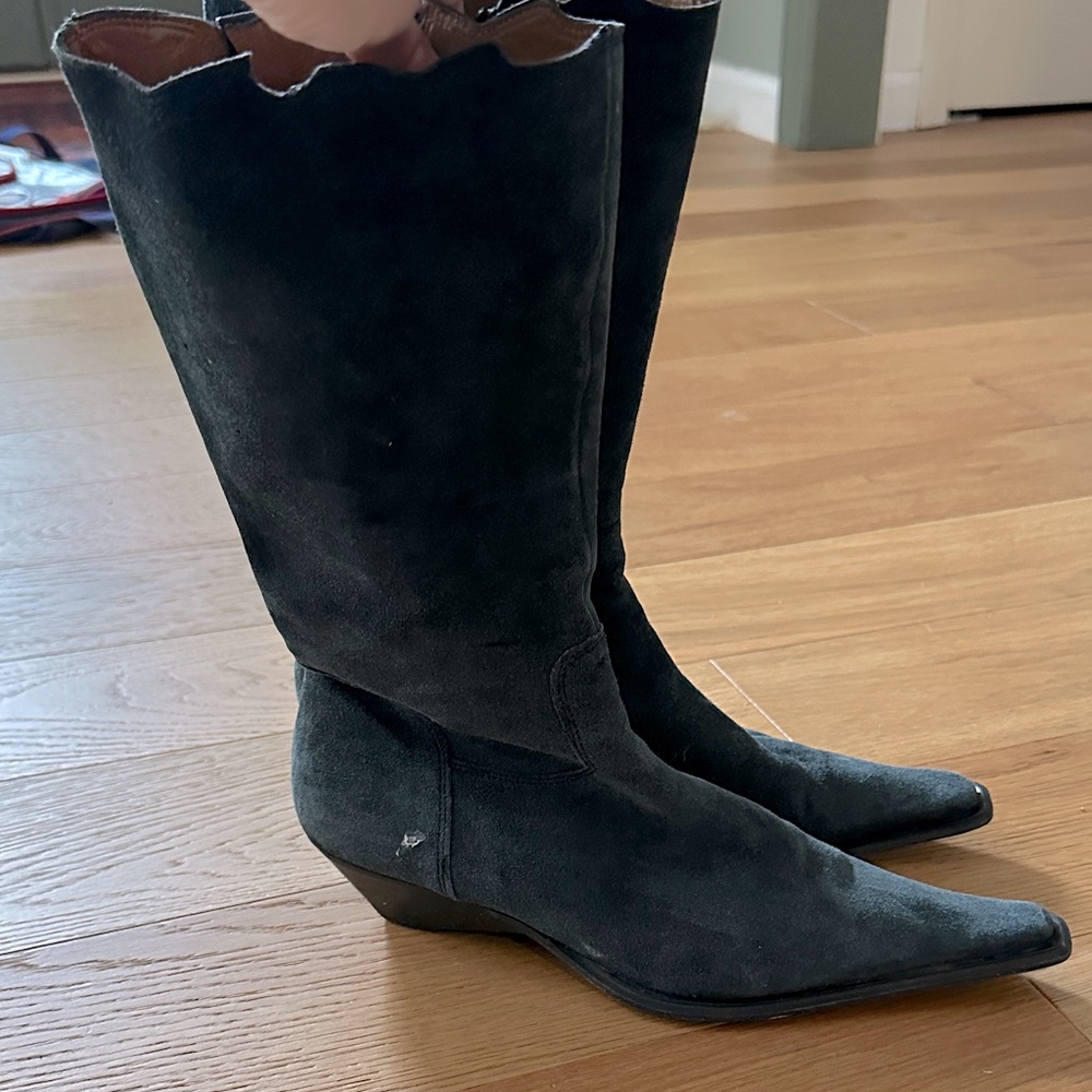Dark blue Suede Women's Boots - Italian made and purchased